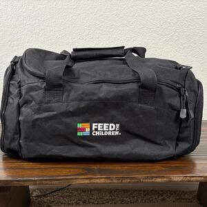 Port Authority Black Grey Lined 100% Polyester Feed The Children Logo Dufflebag